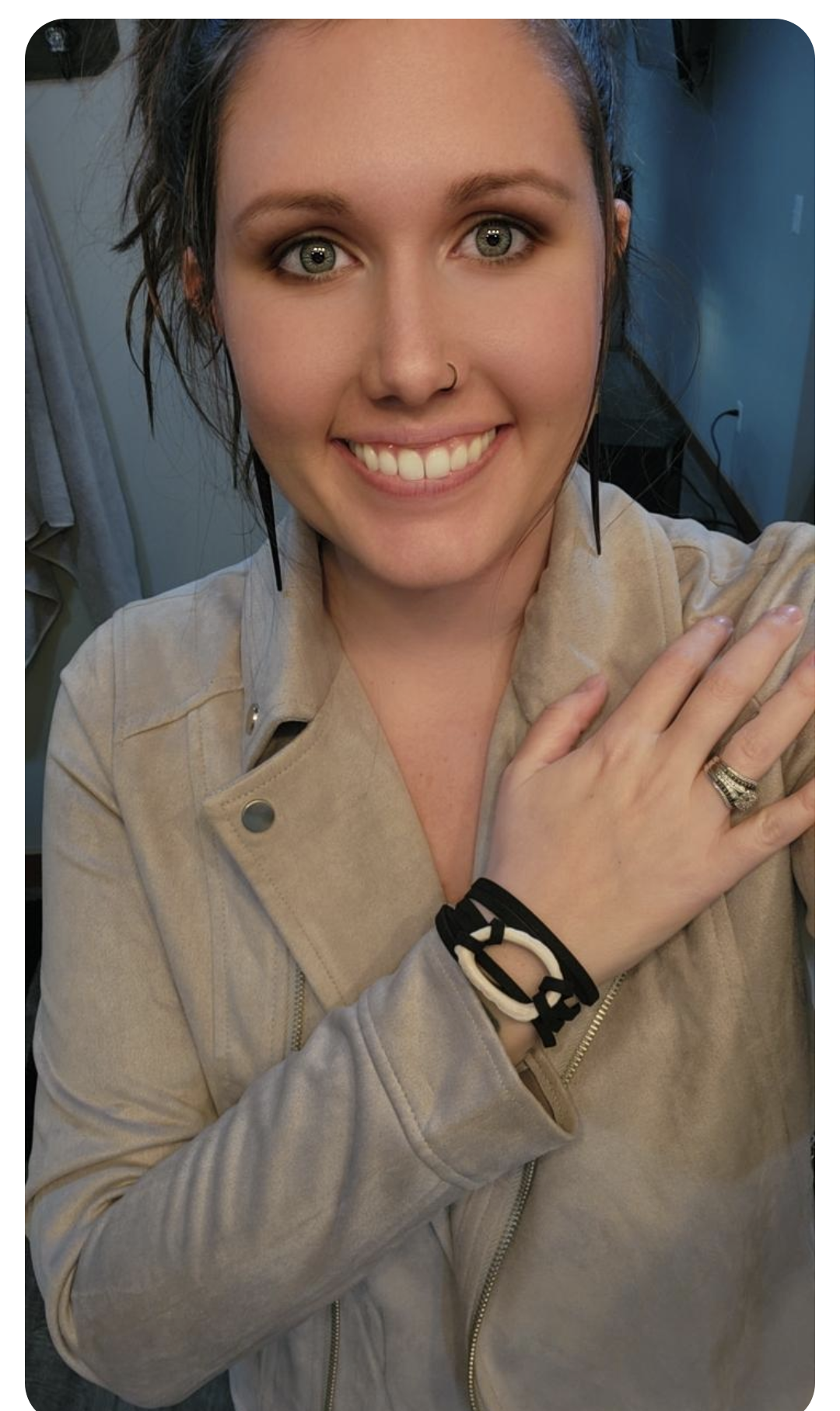 Deer Antler & Leather Wrap Bracelet & African Pocupine Quill Earrings